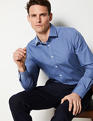 Cotton Blend Slim Fit Shirt