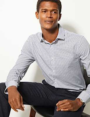 Cotton Blend Skinny Fit Shirt