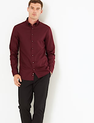 Slim Fit Easy Iron Textured Shirt