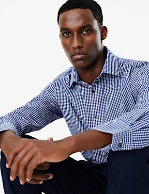 Tailored Fit Checked Easy Iron Shirt