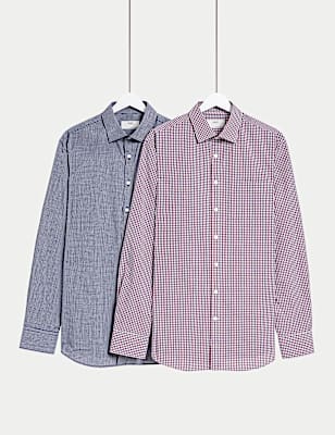 2pk Regular Fit Easy Iron Check Shirts