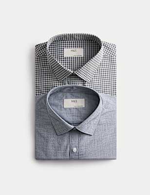2pk Regular Fit Easy Iron Check Shirts