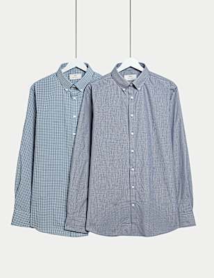 2pk Regular Fit Easy Iron Check Shirts