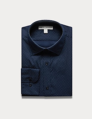 Regular Fit Non Iron Cotton Blend Striped Shirt