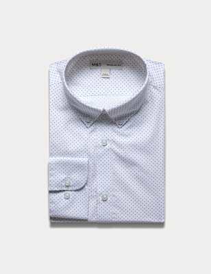 Regular Easy Iron Cotton Blend Striped Shirt