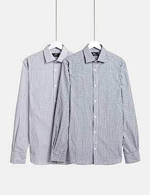 2pk Regular Fit Easy Iron Cotton Blend Poplin Shirts