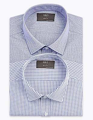 2 Pack Regular Fit Check Long Sleeve Shirts