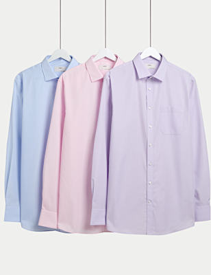 3 Pack Regular Fit Easy Iron Long Sleeve Shirts