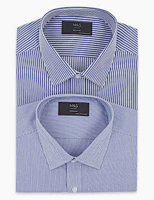 2 Pack Regular Fit Striped Shirts