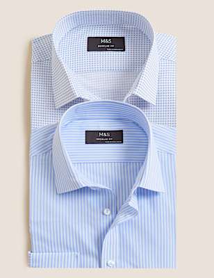 2 Pack Regular Fit Cotton Blend Shirts