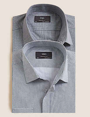 2pk Regular Fit Cotton Blend Printed Shirts