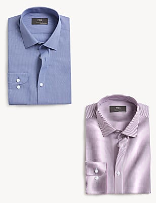 2pk Regular Fit Easy Iron Long Sleeve Shirts