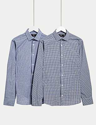2pk Slim Fit Easy Iron Long Sleeve Shirts