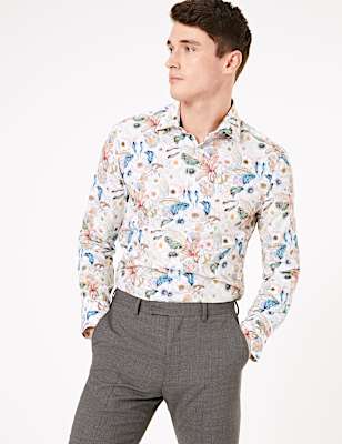 Tailored Fit Pure Cotton Printed Shirt