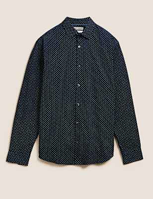 Regular Fit Cotton Rich Geometric Shirt