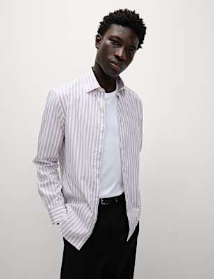 Regular Fit Pure Cotton Striped Shirt