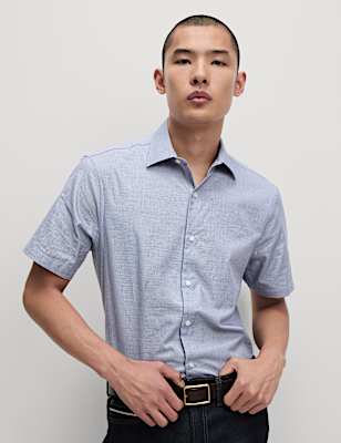 Regular Fit Easy Iron Pure Cotton Short Sleeve Shirt