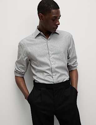 Regular Fit Easy Iron Pure Cotton Textured Shirt