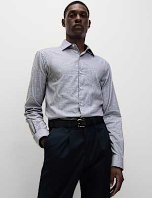 Regular Fit Easy Iron Pure Cotton Textured Shirt