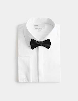 Slim Fit Cotton Dress Shirt with Bow Tie
