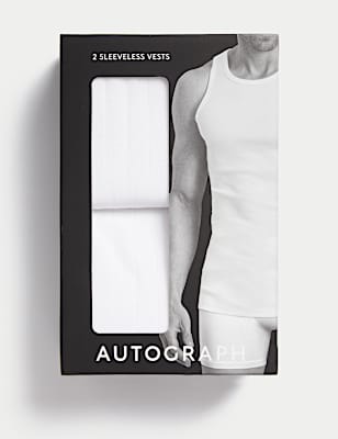 2 Pack Supima&reg; Cotton Drop Needle Sleeveless Vest Box