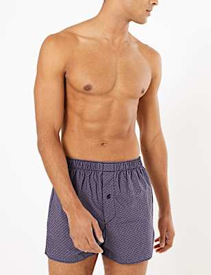 3pk Pure Cotton Geometric Woven Boxers