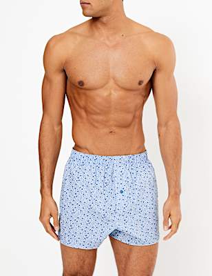 3pk Pure Cotton Printed Woven Boxers