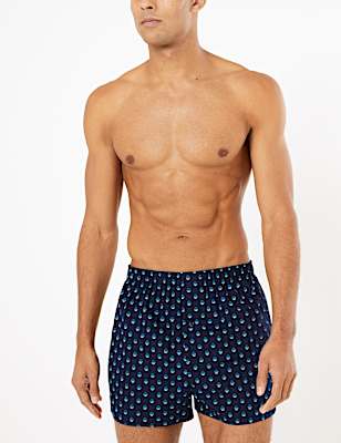 3 Pack Cotton Geometric Print Trunks
