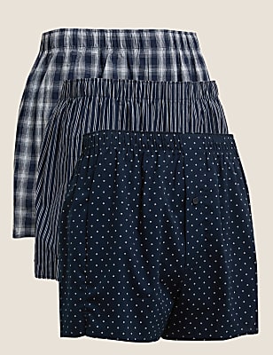 3pk Pure Cotton Pattern Woven Boxers