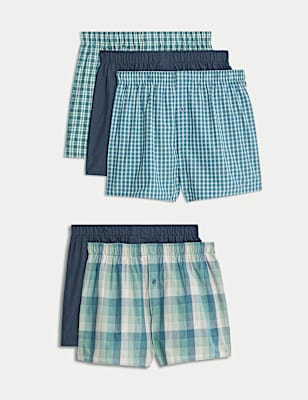 5pk Pure Cotton StayNew™ Woven Boxers