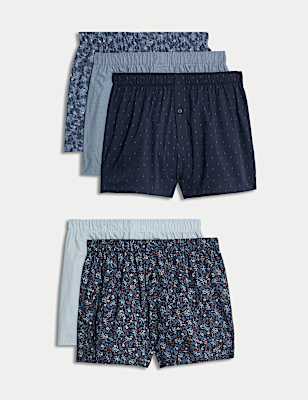 5pk Pure Cotton StayNew™ Floral Woven Boxers