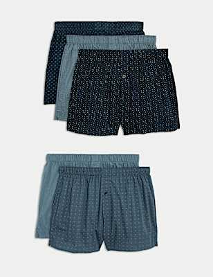 5pk Pure Cotton Foulard Woven Boxers