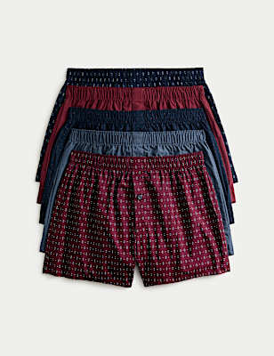 5pk Pure Cotton Foulard Woven Boxers