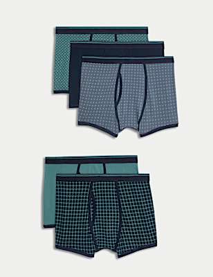 5pk Cotton Rich Stretch Cool & Fresh&trade; Geometric Trunks