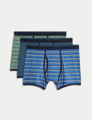 3pk Cotton Rich Cool & Fresh&trade; Striped Trunks