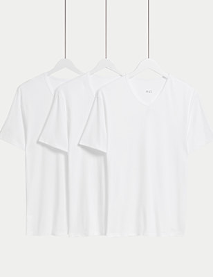 3pk Essential Cotton V-Neck T-Shirt Vests