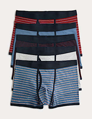 5 Pack Cotton Stretch Striped Trunks