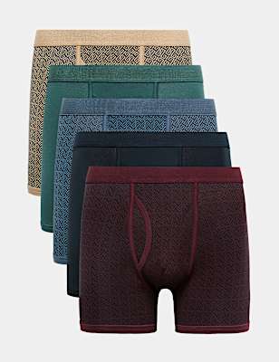 5pk Cotton Stretch Geometric Trunks