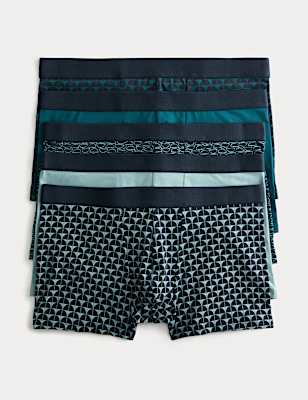 5 Pack Cotton Stretch Geometric Hipsters