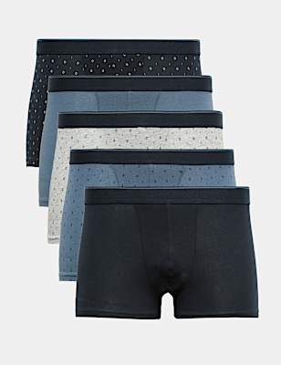 5 Pack Cotton Rich Stretch Print Hipsters