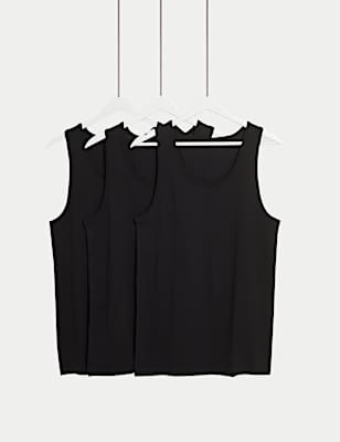 3pk Pure Cotton Sleeveless Vests