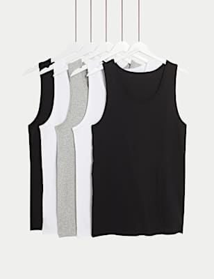 5 Pack Pure Cotton Sleeveless Vests