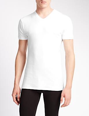 2pk Pure Cotton V-Neck T-Shirt Vests