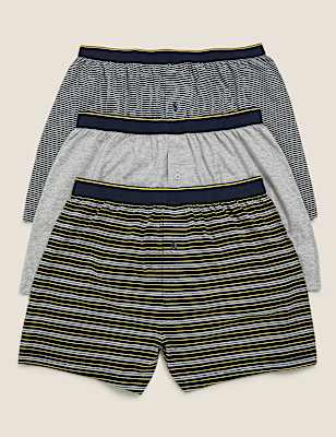 3pk Pure Cotton Striped Jersey Boxers