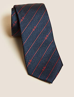 Three Lions Striped Pure Silk Tie