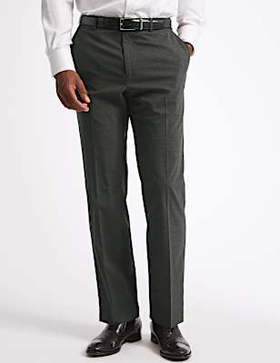 Charcoal Textured Regular Fit Trousers