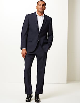Navy Regular Fit Wool Blend Jacket