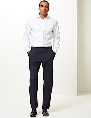 Regular Fit Wool Blend Suit Trousers