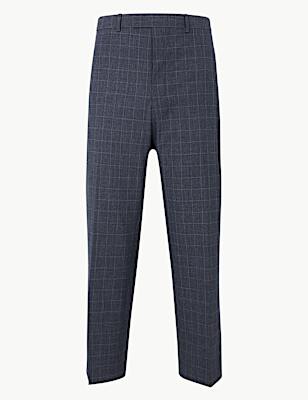 Checked Regular Fit Trousers with Stretch