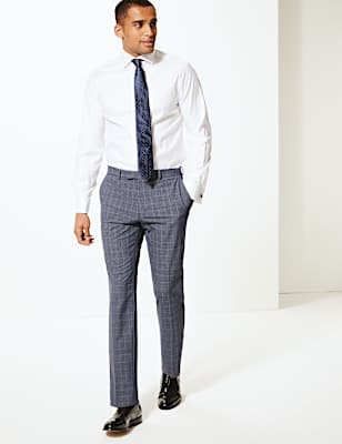 Checked Slim Fit Trousers with Stretch